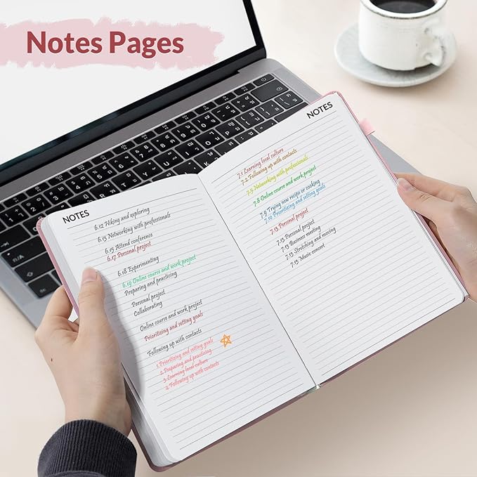 SUNEE 2026 Weekly & Monthly Hardcover Planner 5.5" x 8.3" - 12 Month (January 2026 - December 2026), Small Hardcover Planner, Pocket, Notes, 100 GSM Paper, Pink