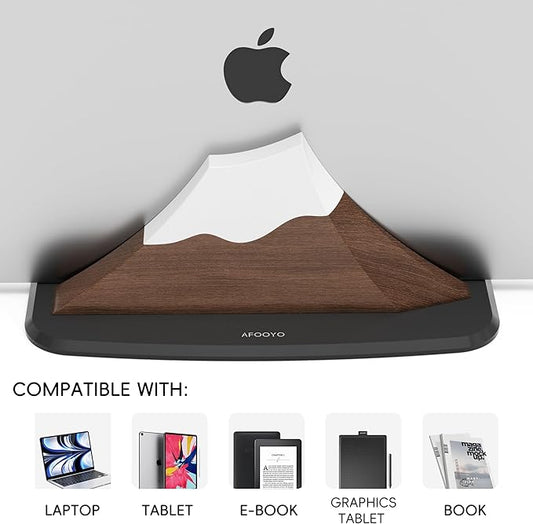 Vertical Dual Laptop Stand - Snow Peak-Shaped Walnut Adjustable Laptop Holder,2 Slots Desktop Dock Compatible with All MacBook, Surface,Chromebook,Dell & More(Walnut)
