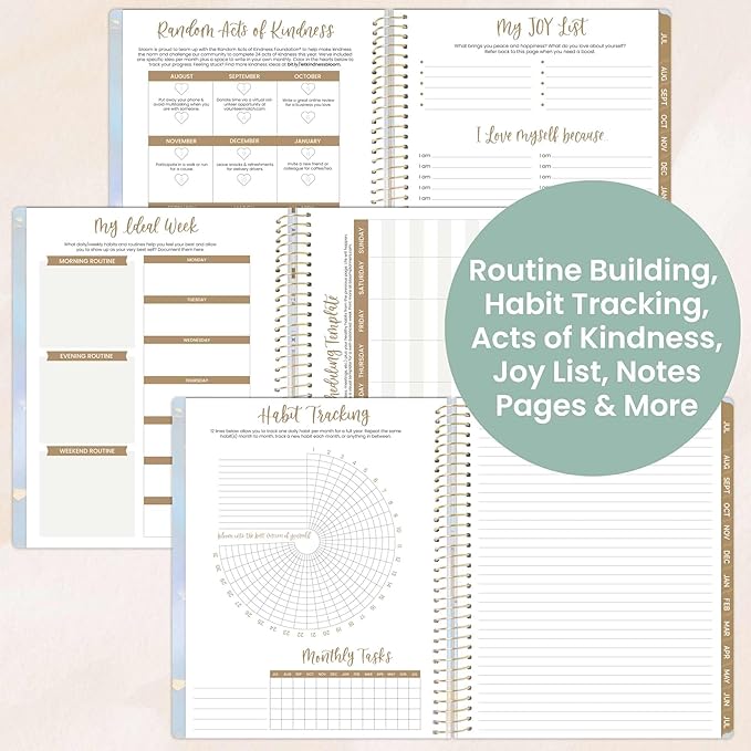 bloom daily planners 2025-2026 (8.5" x 11") Academic Year Day Planner (July 2025 - July 2026) - Weekly & Monthly Dated Agenda Organizer with Stickers & Tabs - Iridescent Opal