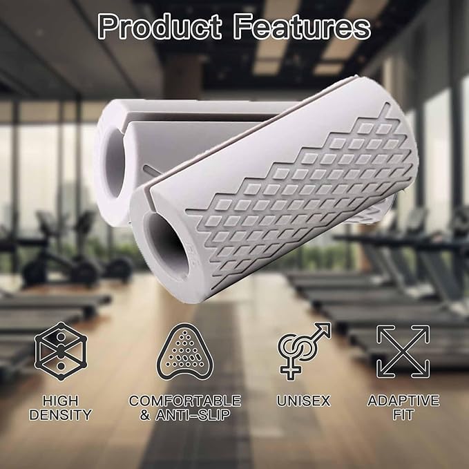 Thick Dumbbell & Barbell Grips for Weightlifting - High-Density Silicone Rubber, Non-Slip Gym Grips for Muscle Growth, Hand Stress Relief, Arm Blaster Adapter (1 Pair)