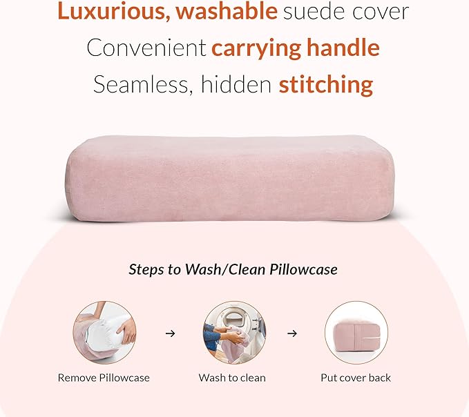 Gurus Super Soft & Firm Yoga Bolster Pillow - Lightweight, Easy to Carry with Handles - Rectangular, Machine Washable Cover