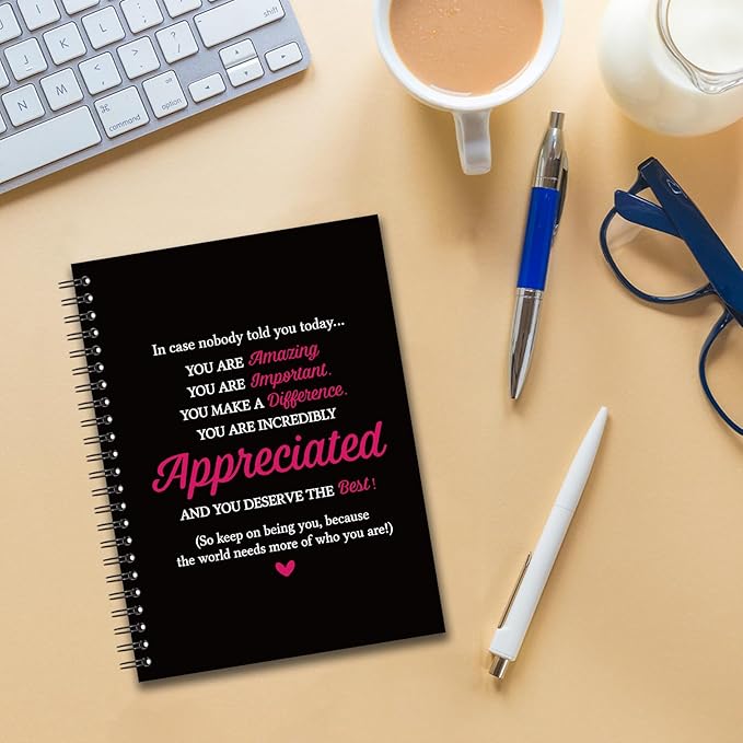 YAZMEEN Inspirational Blank Spiral Notebook（160 Pages） You are Incredibly Appreciated Hardcover Sketchbook Office Notebook Gift Funny Encouragement Gift for Women Men Employee Coworker Leader Friend