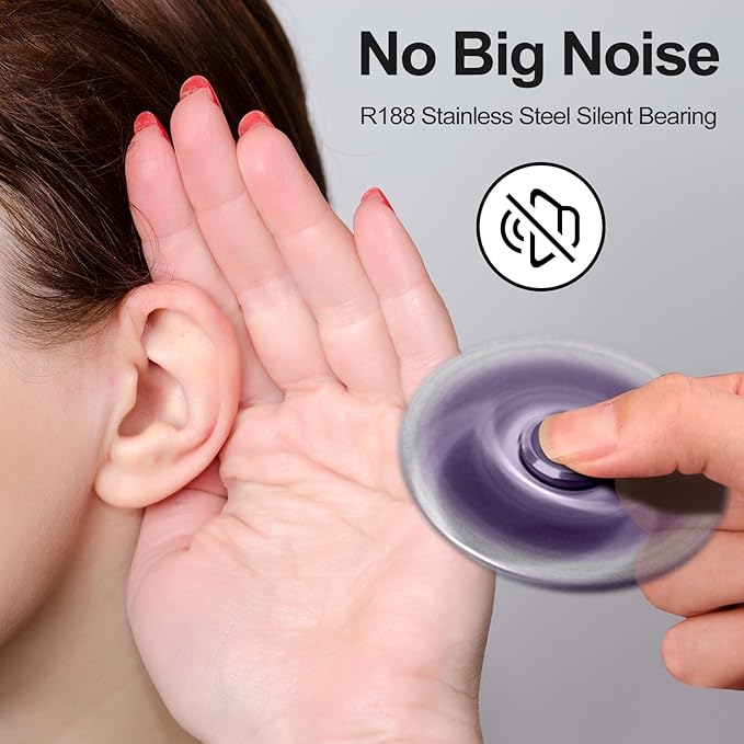 Fidget Spinners Toy, Metal Stainless Steel Bearing High Speed 4-8 Min Spins, EDC ADHD Stress Anxiety Relieves Reducer Fidgets Finger Toys, Spinner Toys for Kids and Adults (Purple)