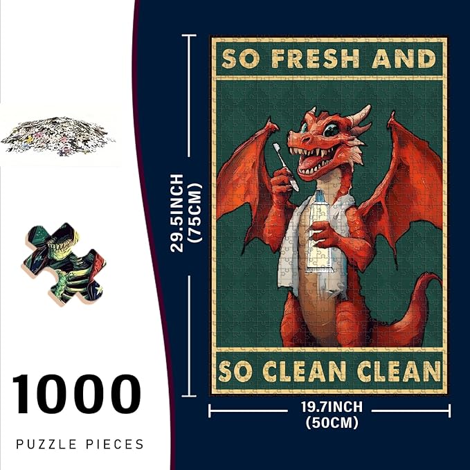 1000 Piece Wooden Puzzle Jigsaw So Fresh and So Clean for Bar & Pub Challenging Stress Relief Game 29.5x19.7 Inch