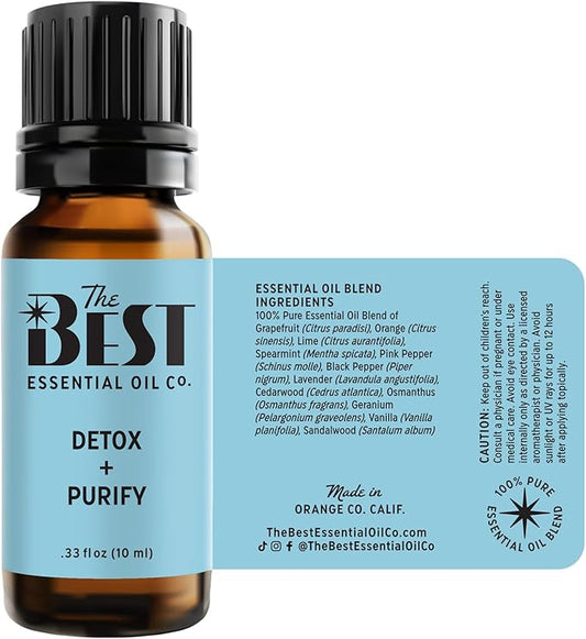 The Best Detox + Purify Essential Oil Blend- Premium Grade- 100% Pure & Natural for Aromatherapy, Diffuser, Spa, Massage, Air Freshener- 10 ml (.33 fl oz)