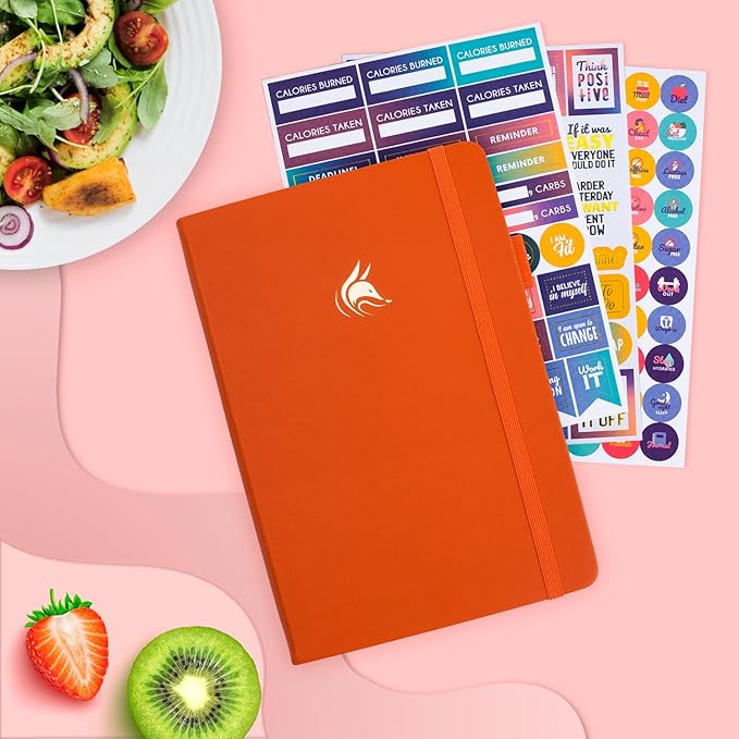 Clever Fox Wellness Planner - Weekly & Daily Health and Wellness Log, Food Journal & Meal Planner Diary for Calorie Counting, Notebook for Medical Condition Tracking, A5-Sized - Orange