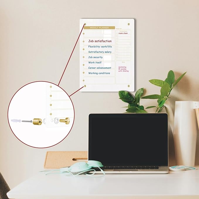 Glass Dry Erase Calendar Whiteboard for Wall, Small Weekly Calendar Glass White Board, 11.8" x15.7", Planner Board for Home, Office, School (Weekly-WH-3040)