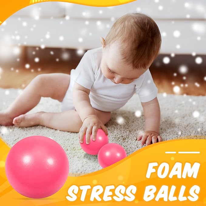 24 Pcs Pink Foam Stress Ball Squeeze Stress Relief Balls for Kids and Adults Hand Exercise Sensory Relief Toys for Anxiety ADHD Autism （Pink）