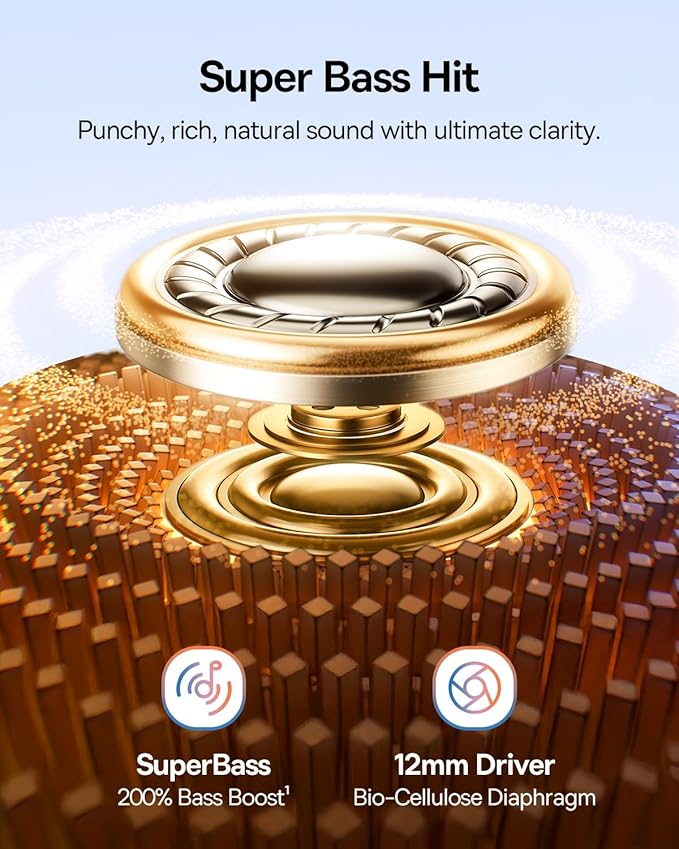 Baseus Bass BC1 Open Ear Earbuds Clip-On Headphones, Open-Ring Comfort with Tri-Curve Snug Clip, Powerful Sound with SuperBass, 4-Mic Clear Calls, IP55 Waterproof, 38H Playtime, Lightweight