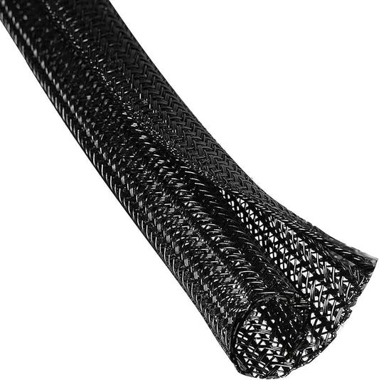 1/4" x 50ft Black Cable Sleeve Cover - Pet-Proof Cord Management System for Home Office Desk, Durable Wire Organizer Protector from Dog Cat Chewing, Flexible Cable Hider (Black)