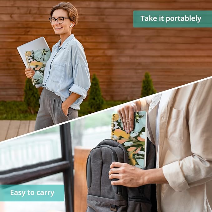 Meeting Notebook for Work Organization, Aesthetic Meeting Minutes Notebook for Work, Event Project Agenda Planner Organizer, Perfect for Office School Business Supplies, 6.9" X 9.7" - Soft Petals