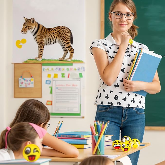 LovesTown 24 PCS Stress Balls, 2.5 Inches Funny Foam Face Squeeze Fidget Toys for Kids and Adult Stress Relief Gifts for Coworkers Classroom Prizes