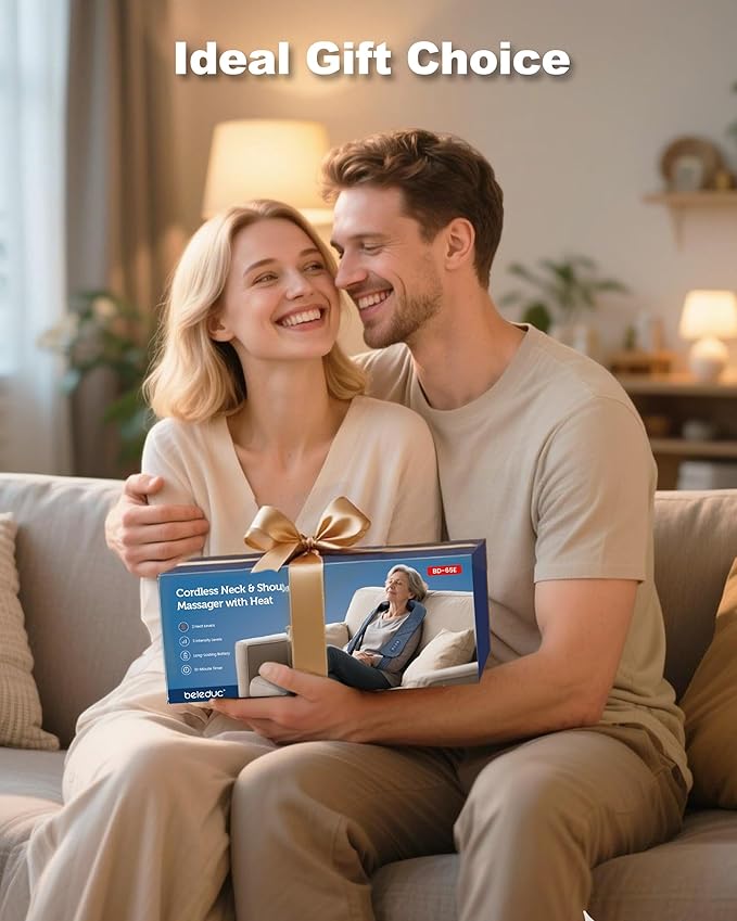 Cordless Neck Massager for Pain Relief Deep Tissue, Shiatsu Neck and Back Massager with Heat, Portable Kneading Shoulder Massager, Gifts for Men Women Dad Mom