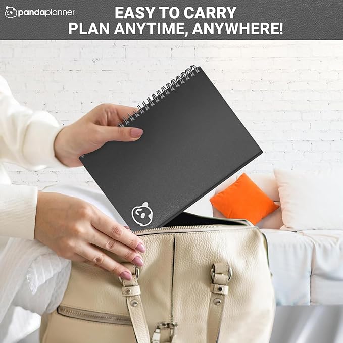 Panda Planner 2025-2026 Undated Weekly Planner – Spiral Bound 5.75" x 8.25" with 52 Weeks, Habit Tracker & Weekly To-Do Lists – Productivity Planner & Academic Organizer for Home, Office & School (Black)