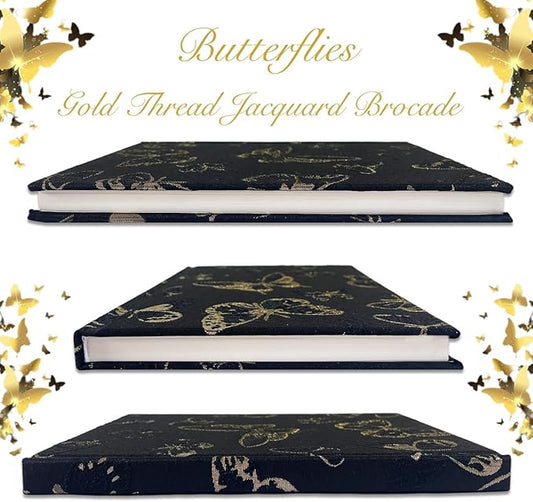Butterfly Notebook, Journals for Women, Hardcover Notebook, Lay-flat, A5, 6x8, Lined, Dream Journal, Personal Journal, Beautiful Journal, Notebooks for School, Embroidered Journal, Diary, Black