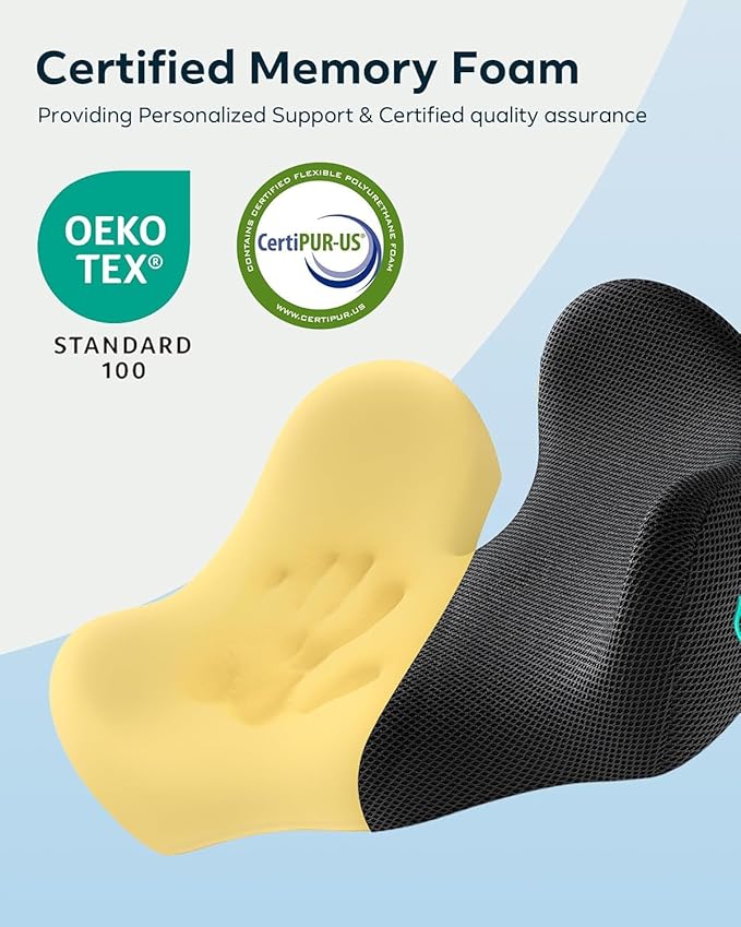 Feagar Sciatica & Tailbone Pain Relief Seat Cushion - Extra Thick Memory Foam Office Chair Cushion with Non-Slip Bottom, Coccyx Cushion for Desk Chair, Wheelchair, Truck Drivers