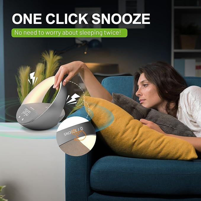 Bluetooth Alarm Clock, Sunrise Simulation Wake Up Night Light, 15W Fast Wireless Charging Alarm Clock for Bedroom, 10W Bluetooth Stereo Sound Speaker, USB Charger Port