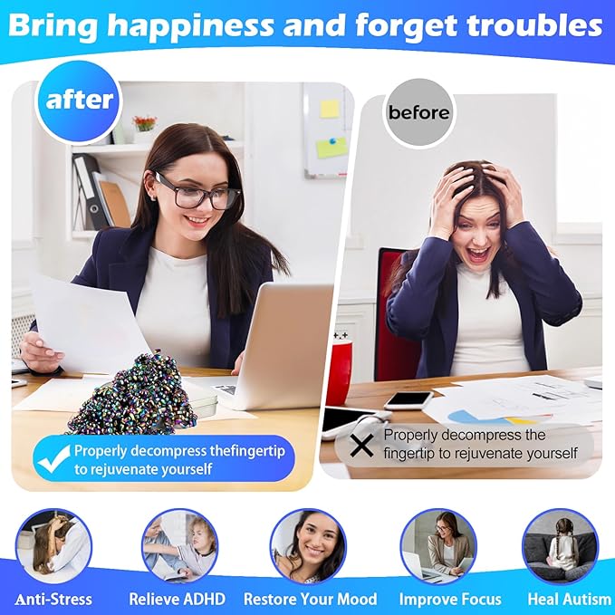 550+ Pcs Putty Fidget Toys for Adults Teens, Stress Relief Sensory Toys for Autism ADHD Anxiety, Desk Fidgets for Office, Fun Gift Idea for Men Women