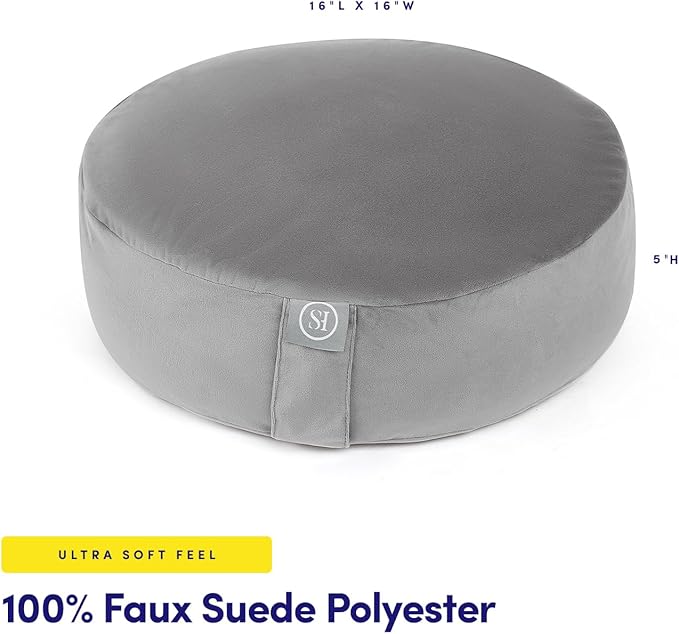 Meditation Cushion Bolster Pillow for Restorative Yoga – Supportive Cushion for Meditation, Pilates, and Relaxation – Filled with Buckwheat Hulls - Removable Cover