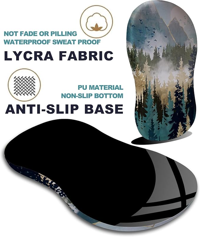 Ergonomic Wrist Rest Mouse Pad, Massage Relief for Carpal Tunnel, Entire Memory Foam Non-Slip, Computer Mouse Pad for Wireless, Forest Sunrise