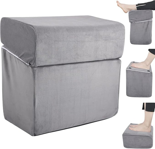 Adjustable Foot Rest Under Desk, Ergonomic Foot Support Cushion, Under Desk Ottoman with Washable Cover, Anti-Slip Design, Ideal for Office, Work, and Home Use (Gray)