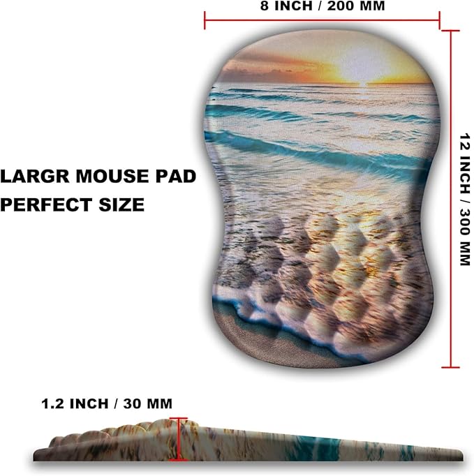 Mouse Pad Wrist Support, Ergonomic Mouse Pad with Massage Dot, Comfortable Computer Mouse Pad for Laptop, Wrist Rest Pain Relief Mousepad with Non-Slip PU Base for Office & Home, 12 x 8 in