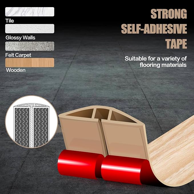 Floor Cord Cover Self Adhesive Cord Hider,10FT Cable Management, Extension Strip Protector for Wires, Prevent Cable Trips for Offices, Gyms, Exhibitions Cavity:0.39"(W) x0.27(H) WoodLightyellow