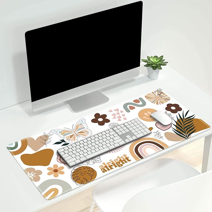 iCasso Desk Mat, Large Gaming Mouse Pad, XXL Desk Pad Stable Rubber Base Mousepad with Stitched Edges, Computer Keyboard Mat for Work, Game, Office, Home -Sticker