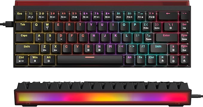 Womier 60% Keyboard Gaming with Light Box, Wired Mechanical Keyboard with MCA Keycaps, OEM Profile, Programable, 64 Keys Hot Swap RGB Cream Custom Key Board for PC Computer Win/MAC (WK68 PRO-Black)