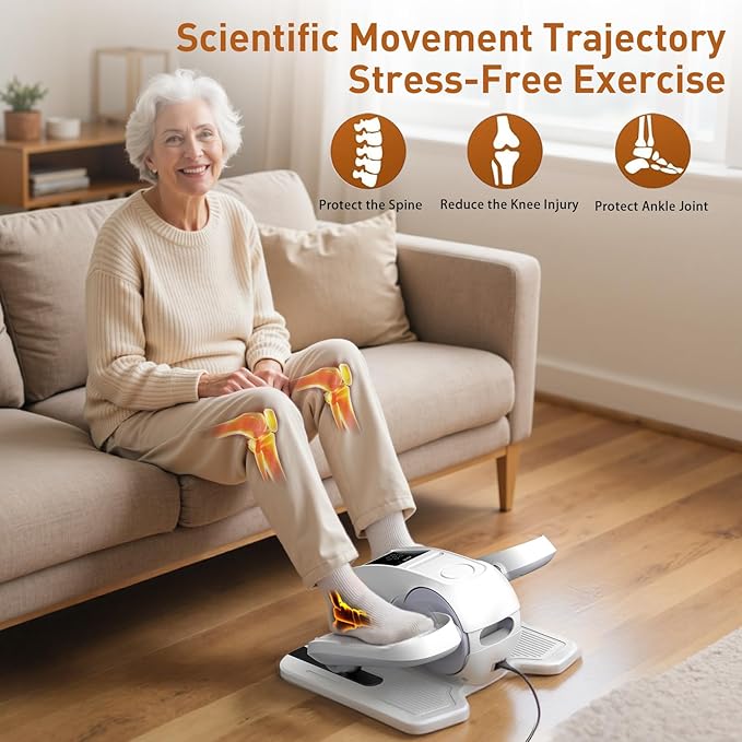 Under Desk Elliptical Exercise Machine,Ellipse Leg Exerciser as Seen on TV,12 Speeds Leg Exerciser While Sitting for Seniors, Portable Electric Seated Foot Pedal Exerciser for Home Office