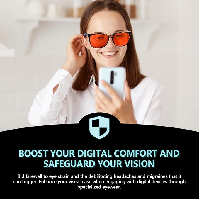 SODQW Gaming Blue Light Blocking Glasses for Men Women Reduce Eyestrain Orange Aviator Eyeglasses for Computer TV