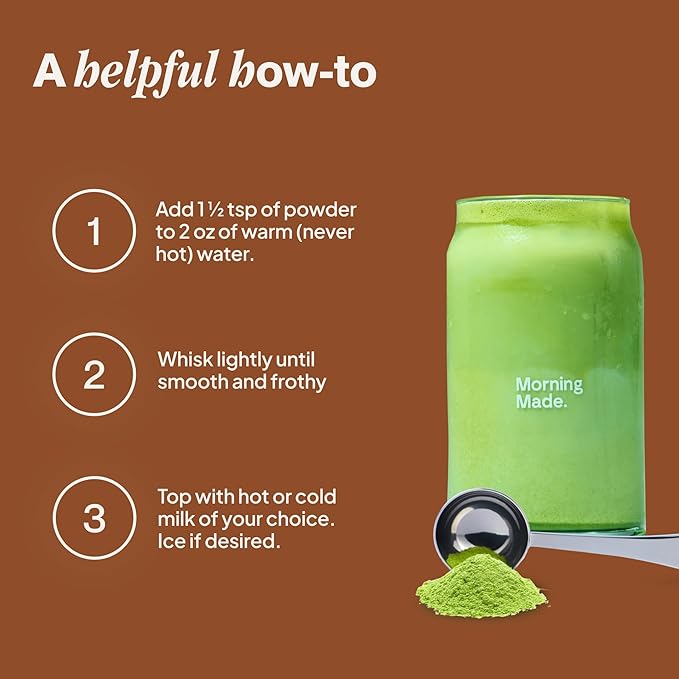 Morning Made Cinnamon Flavored Ceremonial Grade Matcha Powder | 8.46oz (240g) Resealable Tin | 60 Servings Premium Japanese Green Tea | Sweetened with Organic Sugar | Rich in Antioxidants & Energy Boosting