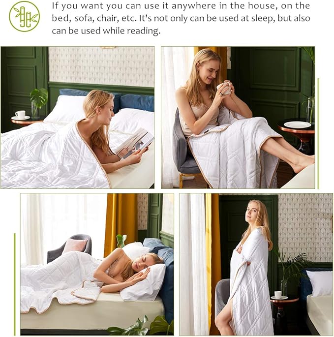 Dornroscn Cooling Weighted Blanket Viscose Made from Bamboo Fibre Heavy Blanket 15Lbs 60"×80" Queen Size for Adult 100% Rayon with Premium Glass Beads White (White, 60"X80"| 15lbs)