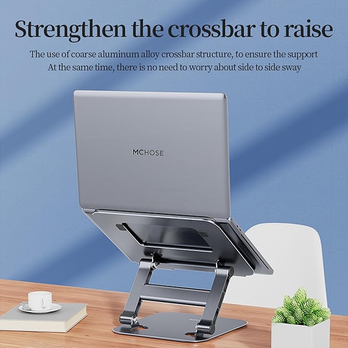 Height Adjustable Laptop Stand for Desk, Foldable & Portable Computer Stand for Laptop, Home Office Supplies Accessories for up to 16.5" Dell HP MacBook Pro, Ergonomic Tablet Holder (Silver)