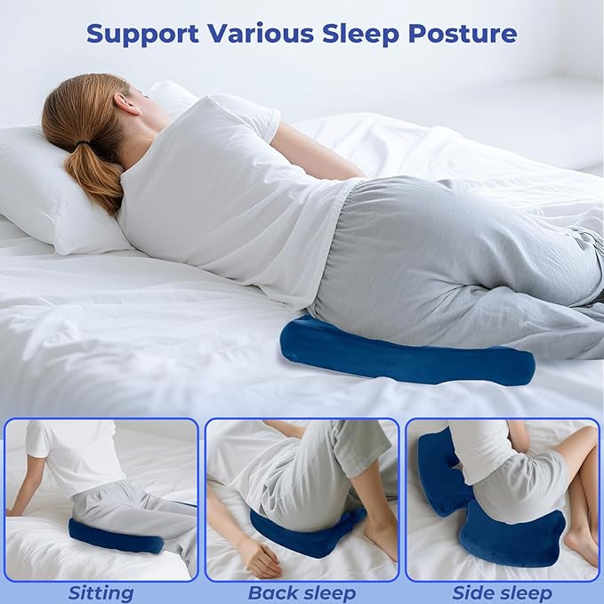 SAHEYER Bed Sore Cushions for Butt, Memory Foam Hemorrhoid Pressure Relief Pillow with Center Hole and Tailbone Cutout, for Long Sitting Coccyx, Sciatica, Postpartum, Pregnancy, After Surgery, Blue