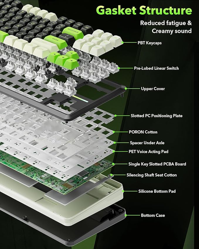 Redragon K734B Wireless Mechanical Keyboard,3-Modes Bluetooth Gasket Hot Swappable TKL RGB Custom Keyboard,Pre-lubed Switches, 81 Keys PBT Keycaps, South-Facing LEDs Socket
