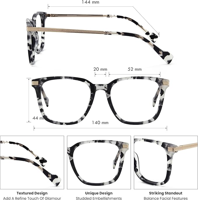 GUDVUE Oversized Blue Light Glasses, Computer Reading/Gaming/Phones Glasses, Anti Glare/UV400/Eye Strain, Large Square Frame