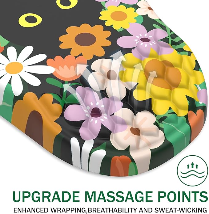 Ergonomic Mouse Pad Wrist Support, with Memory Foam & Non-Slip PU Base, Comfortable Massage Design Mouse Pad Relieve Wrist Fatigue&Pain, Suitable for Computer, Office and Home(06Flower Cat)