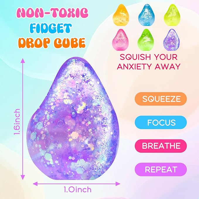 Fidget Toys Stress Balls for Kids & Adults, Sugar Squishy Balls, Squishy Sensory Squeeze Toys for Anxiety/ADHD Relief, (Drop Ball)