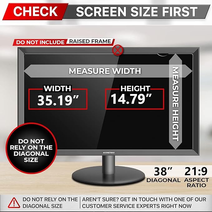 38 Inches Privacy Screen Filter for 21:9 Ultrawide Curved Monitor | Computer Privacy Shield | Anti Glare | Anti Blue Light Protector