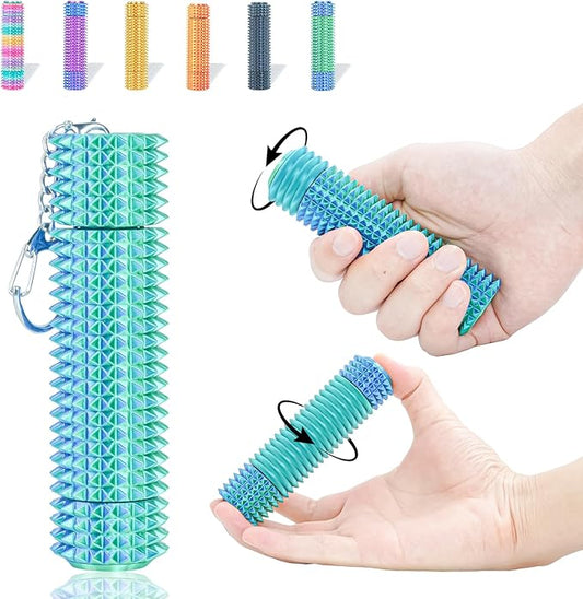 Fidget Roller Adults Teens Sensory Little Stim Gadget for Anxiety Relief Mild Ouchie,Desk Focus Tool Portable Hand Spinner Gifts Idea White Elephant Stocking Christmas(Blue Green,Compact Fit)
