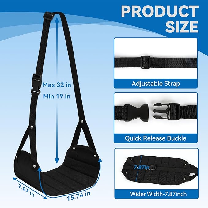 Foot Hammock for Plane Travel - 2 Pack Airplane Foot Hammock, Portable Foot Rest Leg Hammock for Airplane Travel, Adjustable Plane Footrest Foot Sling, Air Essentials for Long Flight