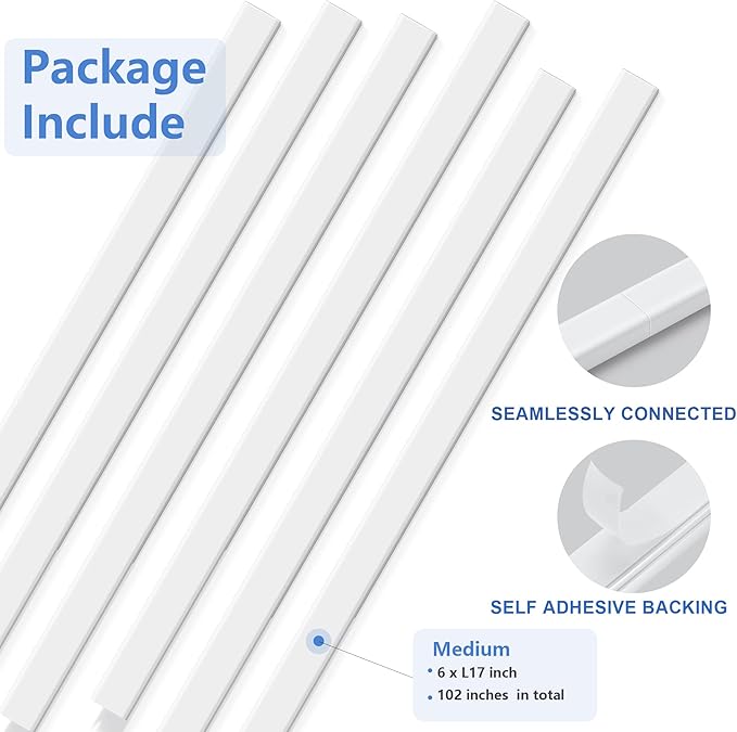 102in TV Wall Cord Hider, Cord Covers for Wall Mounted TV, Paintable TV Cable Hider Wall Kit, PVC Wire Hiders for TV on Wall, Cable Cover Wall Wire Cover, Cable Raceway White, 6X L17in W0.95 H0.59in