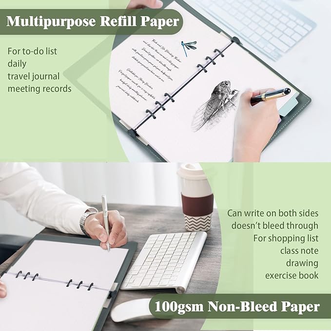 A5 Refill Paper, Dotted Paper Planner Inserts for A5 Binder Budget Planner Journals Notebook, 6 Ring Loose Leaf Dotted Paper with Binder Dividers, 240 Pages (A5, Dotted Paper)