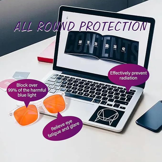 OPTOFENDY Blue Light Glasses for Men Women, Gaming Glasses for Computer, TV, Phone with Anti Fatigue, Eyestrain & UV Glare