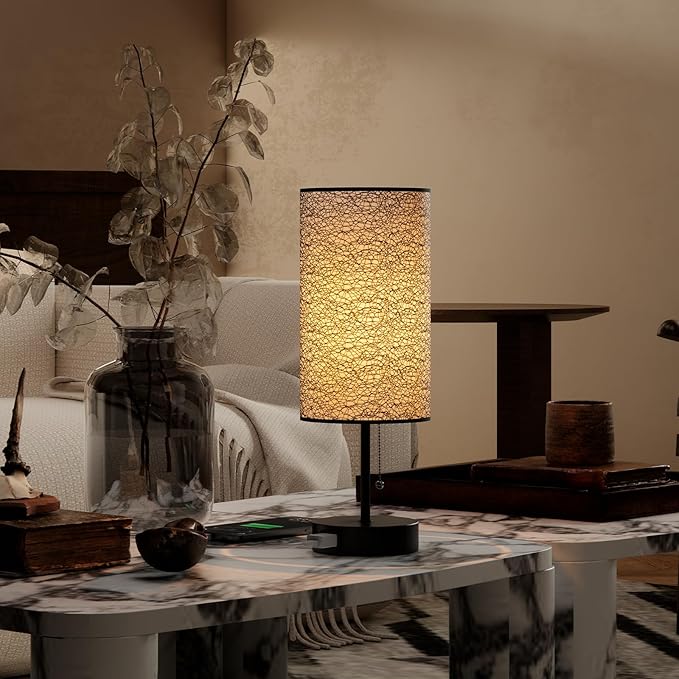 Table Lamp for Bedroom,Nightstand Lamp for Bedside with AC Outlets,Adjustable 3color LED Light Desk Lamp for Home Decor,Included Bulb and Lamp Shade(Black-OnlyAC, 1PCS)