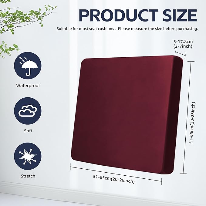 8Pcs Outdoor Cushions Covers Waterproof, Patio Cushion Covers, Stretch Cushion Covers Replacement,Cushion Slipcovers, Furniture Cushion Covers (Claret, 8PCS)