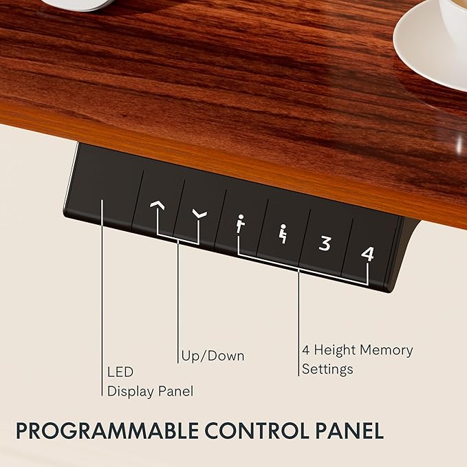 FLEXISPOT EN1 Electric Standing Desk, Sit Stand Desk Home Office Workstation, 42x24, Walnut Desktop + White Frame