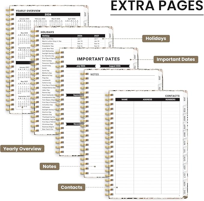 2026 Planner, Monthly and Weekly Calendar Planner for Women, January 2026 - December 2026, Hardcover Pretty 2026 Agenda Planner Book with Tabs, Spiral Bound, Perfect for School Office Home Supplies, 6.3" x 8.5" - Magical Forest