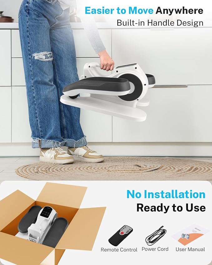 Gonex Under Desk Elliptical Exercise Machine, Leg Exerciser While Sitting for Seniors, 3-in-1 Mini Seated Pedal Exerciser as Seen on TV, 10 Resistance & Speed Levels, Manual/Auto with Remote